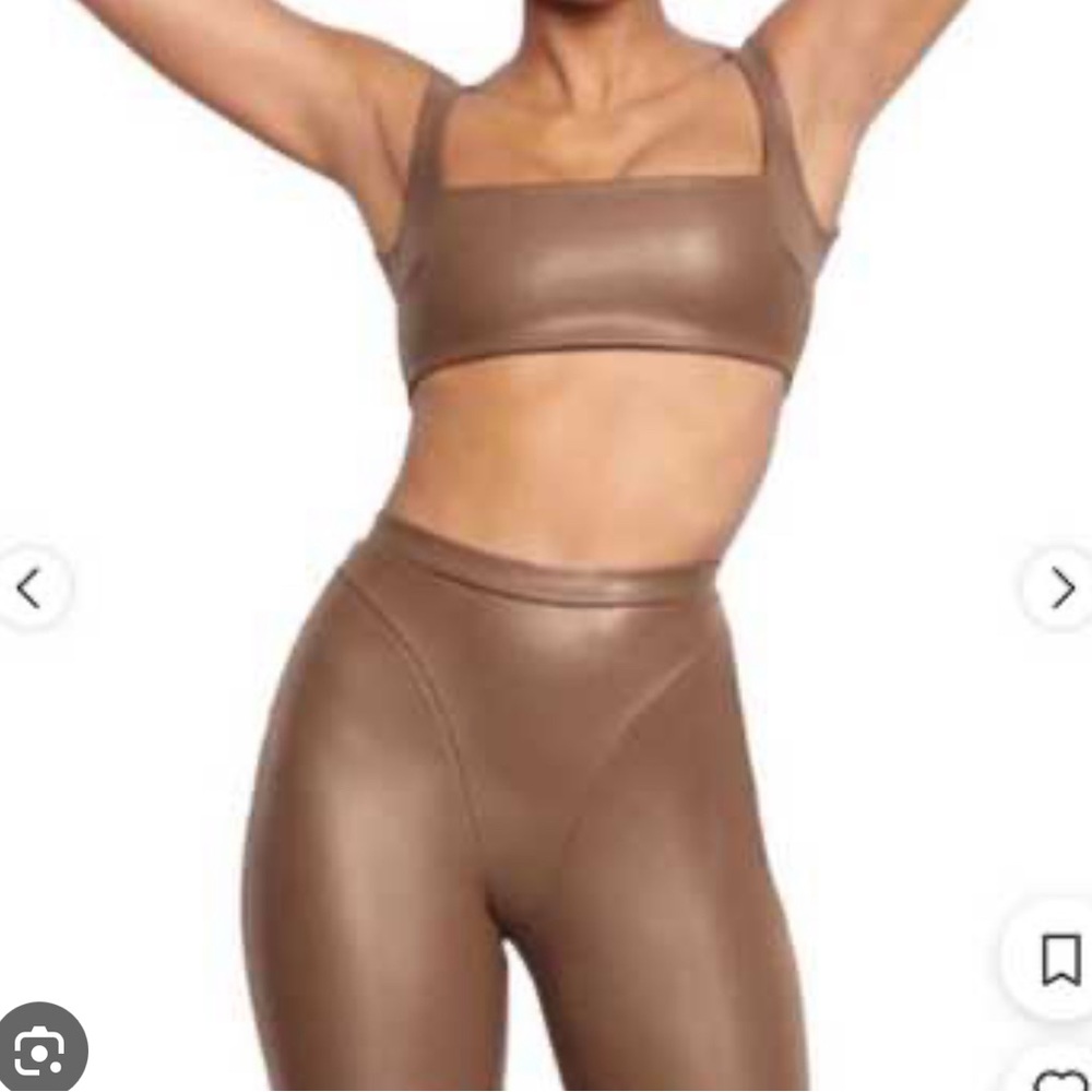 SKIMS Tan Faux Leather Jasper Matching Set Size Small